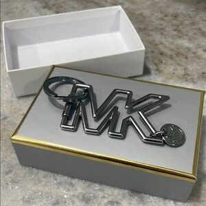 Michael Kors Signature Silvertone MK Keychain